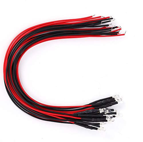 Natudeco 50 Stück Vorverdrahtete leuchtdioden Led Diode 12v 3mm warmweißes Licht manuelles Modell 5-12 V 0,06 W Highlight Strahler Bar direkte Plug-in-LED-Lampenperlen