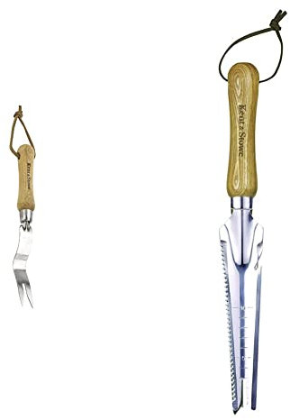 Kent & Stowe Hand Wurzelstecher – Unkrautstecher aus Edelstahl für Gras- und Erdflächen, 30 cm & Multifunktionsunkrautjäter – Unkrautjäter mit Kratzzinke & Schneidklinge aus Edelstahl, 33,5 cm