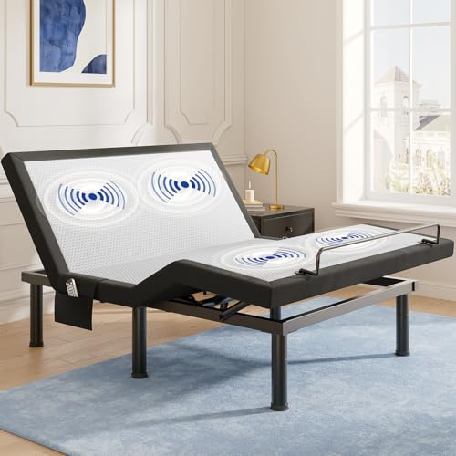 Tami Tami T600 Adjustable Bed Frame Queen Size with Remote & Massage - Electric Beds Bases, Zero Gravity, Dual Side USB, Side Pockets, Nightlight, Quiet Motor, Wireless Remote, 5 Min Easy Assembly