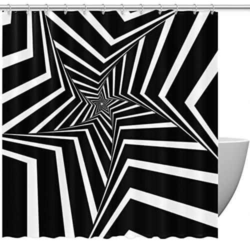 WOSHJIUK Shower Curtain Bathroom Shower and Bathtub,geometric line optical illusion,Shower Curtain Set with Hooks