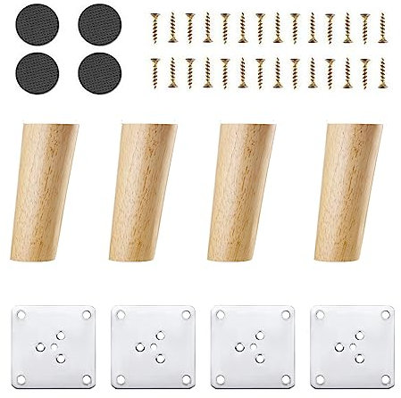 YouYuer Möbelfüße Holz,4PCS Holz Tischbeine Mit Schrauben Schrankbeine Schräg Couchfüsse Sofafüsse Möbelbeine Möbelfüsse Schrankfüße für Schrank, TV-Schränke,Schubladen,Nachttisch (4.72''/12cm)