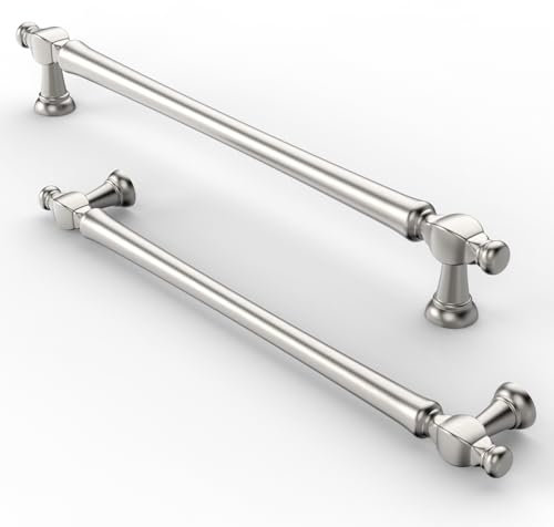 FURNIWARE Pack of 10 Vintage Cabinet Handles, 192mm (7.6 Inch) Hole Center Brushed Nickel Pulls for Kitchen Doors, Cupboards, and Drawers
