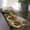 3D Blume Teppich Läufer Flur Küche Rutschfest Waschbar Teppichläufer Lang 100x400cm Schwarz/Gold Küchenläufer Meterware Korridor Tepiche Kücheteppich Schlafzimmer Wohnzimmer Flurmatten Breit 40-140Cm