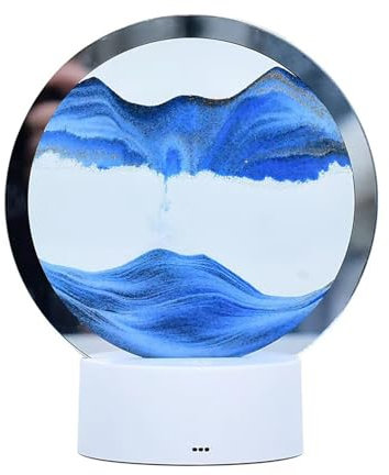 kyaoayo DIY Sands Flowing Night Light, Sanduhr Deko, Treibsandlampe, Verwendung Mit USB-Kabel Oder Batterien Erforderlich, Mit USB-Kabel Sowie Eine Fernbedienung.(Eigene Batterien Erforderlich) Blau.