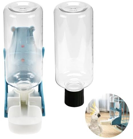 AUSYIWI wasserspender Vogel, trinkflasche meerschweinchen mit Zwei Flaschen, ideal für Vögel und andere Kleintiere (Wasserflasche*2, je 500 ml)