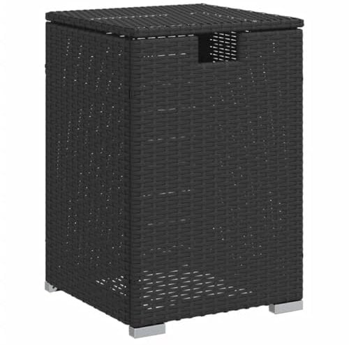 vidaXL Table de Couverture de Bouteille de Propane,Table d'Appoint avec Rangement, Meuble de Jardin Terrasse, Moderne, Noir Résine Tressée