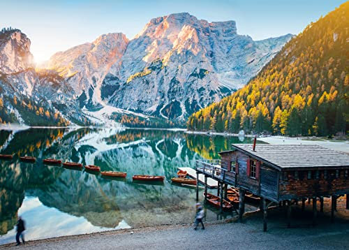 Puzzles 1000 Pieces for Adults jigsaw puzzles for adults 1000 Piece Puzzle Educational Games - Italy Braies lake-Puzzle.