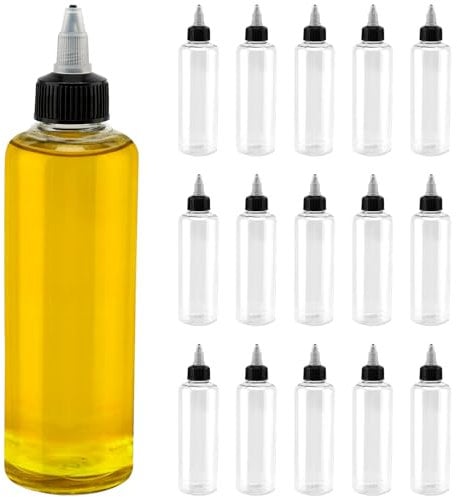 KOHAND 20 Pack 180ML/6OZ Clear Plastic Squeeze Dispensing Bottles with Twist Cap, Empty Tip Nozzle Applicator