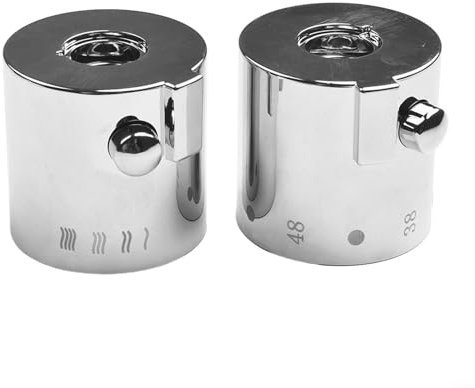 1 par de manijas termostáticas de ducha de baño, control termostático, manijas cromadas, diámetro de 40 mm para válvula mezcladora de ducha