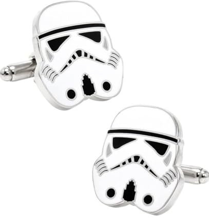 Movie Design kompatibel für Star Wars Stormtrooper Manschettenknöpfe für Männer Kupfer Farbe Silber Link Handgelenk, S, Metall, Lackiert