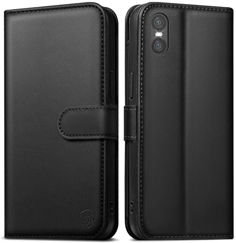 EASDNB Handyhülle für Sony Xperia 10 VI hülle [6 Kartenfächer][RFID Blocker][Standfunktion] Klapphülle Lederhülle für Sony Xperia 10 VI 5G Stoßfeste Schutzhülle,Schwarz