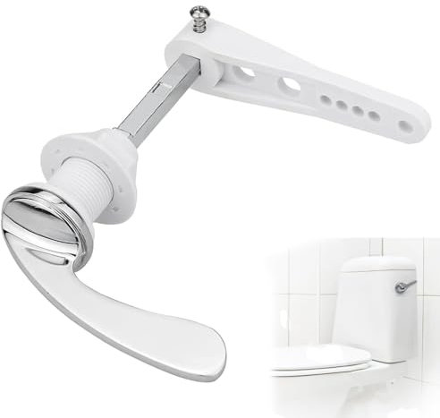BRITECO Universal Alloy Toilet Flush Handle - Elegant Chrome Finish, Side Mount Toilet Lever Replacement, Easy to Install, Fits Most Toilets