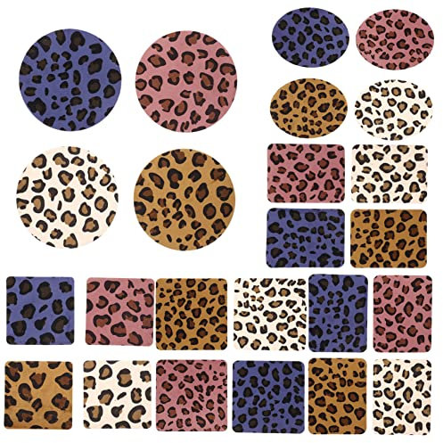 Hohopeti 24St Pflaster mit Leoparden muster selbstklebende Flicken für Kleidung Jeans-Patches bügelbild Aufbügler-Patch Mantel-Accessoire Fellflecken für den täglichen Gebrauch Polyester