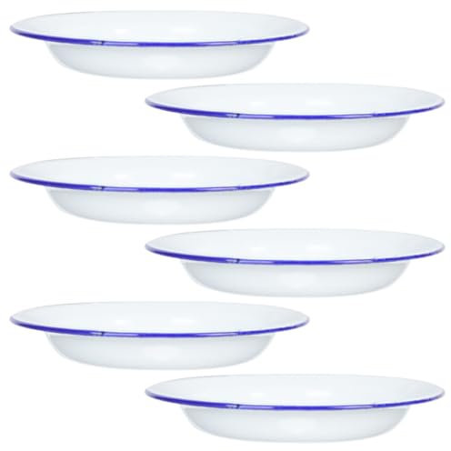 ABOOFAN Versatile Enamel Dinner Plates Vintage Plates Round Shape Enamelware for Fruit Snack Soup Salad for Household Camping