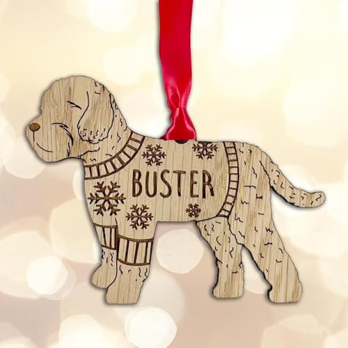 Personalised Customised Cockapoo Christmas Tree Bauble Decoration Ornament Gift Dog Puppy Wooden Christmas Jumper