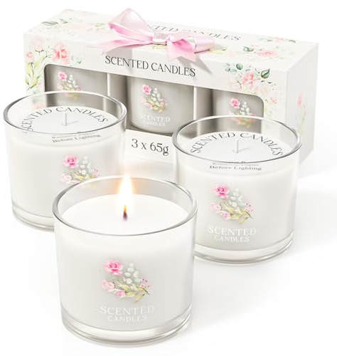 CHILLFLAME Candles Gifts for Women, Scented Candles Gift Set for Her, 3 Scented Candle for Mom, Teacher, Birthday Gifts for Women/Men (White, 200g)