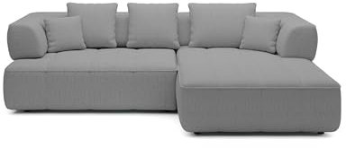 DomoHome Avangarde Ecksofa Moderne Eckcouch mit Verstellbarer Sitztiefe Wasserabweisendem Aragon-Stoffbezug und Hochwertiger Polsterung Linkes Layout 182x285x86cm Grau
