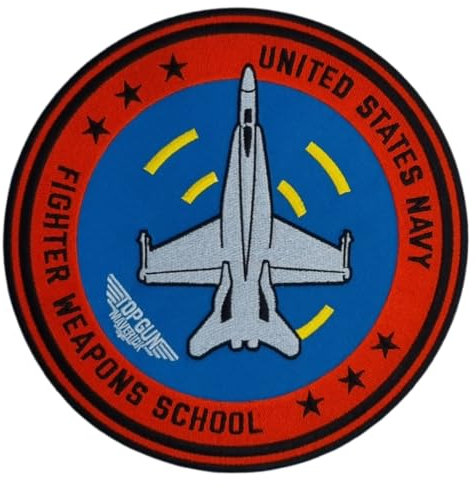 COMERCIAL MERCERA, Top Gun Aufnäher Patches, Originale, Aufnäher Ideal für Mützen, Jacken, T-Shirts oder Schultaschen, 100% Polyester (Top Gun, XL Gestickter)