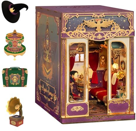 Tonecheer Motion Scene Book Nook Kits: Zauberhafte Reise Unendlichkeits-Zugabteil 3D-Puzzle, Buchstützen aus Holz Erwachsene Booknooks DIY Miniaturhaus zur Dekoration von Bibliotheken & Bücherregalen
