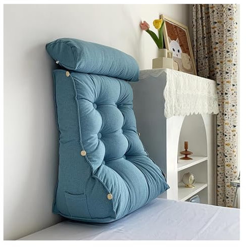 Coussin de lecture bleu avec tour de cou réglable pour le repos au lit