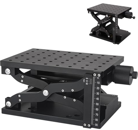 ANGDI Manuelle Z-Achsen-Hebebühne, Manueller Laborheber, Optischer Hubtisch, Laborlift, Optische Schiebebühne, Hubweg 110 mm, 210 x 150 mm, Tragkraft 30 kg, für Zuhause, Labor und Büro