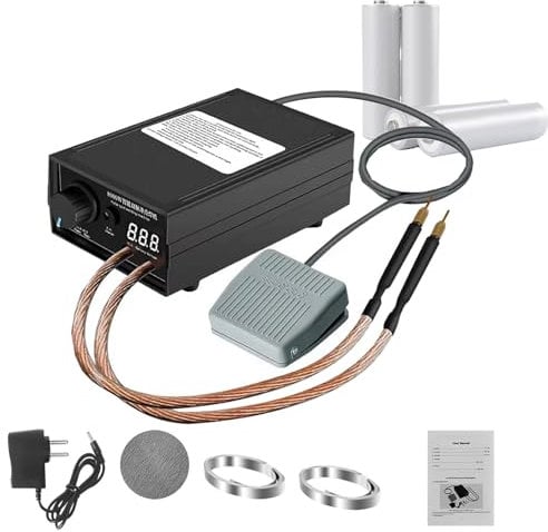 KYZTMHC Laser welding machine 8000 W spot welder for batteries – Handheld battery spot welding machine with foot pedal, nickel strip and welding pin for 18650 battery packs