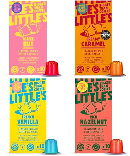 Little's Flavoured Coffee Pods Bundle Compatible with Nespresso Original Machines, 10 x 4 pack (40 Capsules) - Flavours: Toffee, Caramel, Vanilla, Hazelnut - Coffee Capsules