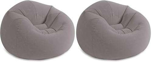 Intex Beanless Bag Chair Inflating Furniture - Bean Bag - 1.14 m x 1.14 m x 71 cm, Grey (Packung mit 2)