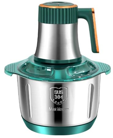 5 Speed Food Processor, 5L Stainless Steel Meat Blenders 500W Meat Grinder Food Chopper for Meat, Vegetables, Fruits (Green)