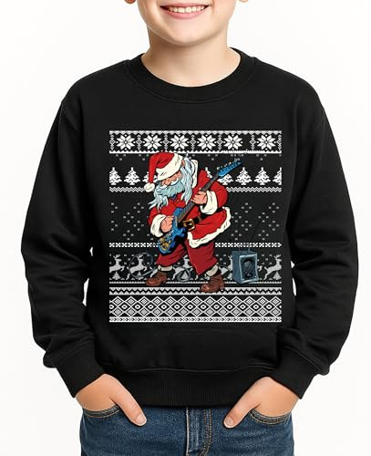 Glimnerize Kinder Weihnachten Sweatshirt Christmas Pullover Weihnachtspullover Weihnachtsmann Druck Weihnachtskleidung Rundhals Unisex 110-150