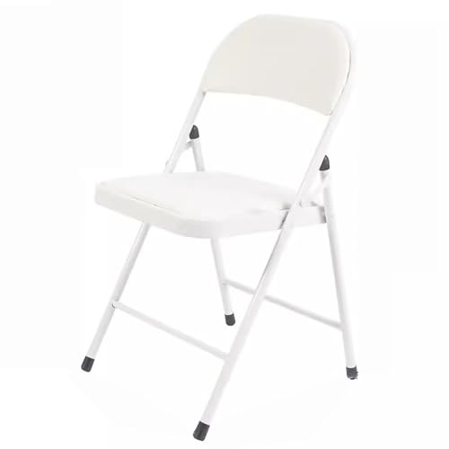 zxhrybh Klappstuhl für Kleine Räume, Klappstuhl Gepolstert für den Innenbereich, Klappstuhls Küche mit Metallrahmen, Einfache Folding Chair für Die Heimarbeit(White)