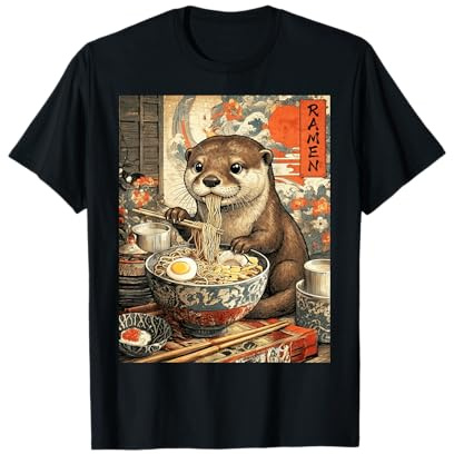 Lustiger Ramen Otter Anime Otaku Nudeln Grafik T-Shirt