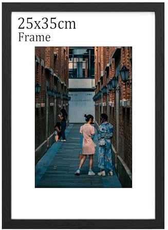 MEGAROOM Bilderrahmen 25x35 cm Schwarz – Bruchsicheres Plexiglas & Hochwertige MDF-Holzoptik – Stabiler Fotorahmen für Kinderzeichnungen, Urkunden & Poster – Inkl. Einleger – 1er Set