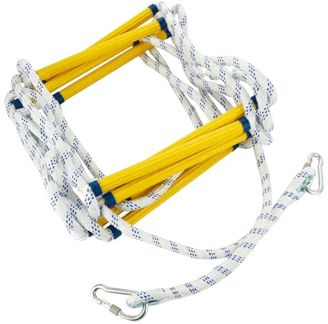 16ft Fire Escape Ladder 2 Story, Rope Ladder Emergency Fire Escape Ladder Safety Rope Ladder with Hooks, Emergency Ladder for Second Floor Home Window