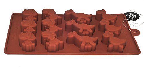 Selecto Bake Moule à chocolat en silicone, 12 cavités en forme de dinosaure, moules à bonbons antiadhésifs réutilisables, moules de cuisson pour bonbons, gelée de chocolat