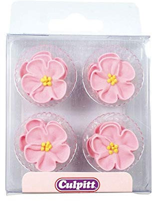 Pink Rose Sugar Decorations - 12 pack