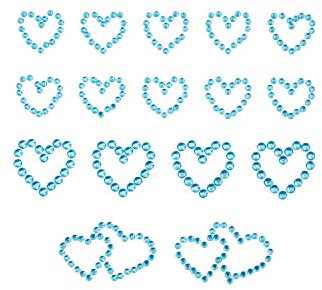 Oblique-Unique® 16x Herz Sticker Strass Steine zum Verzieren Aufkleben Scrapbooking Basteln Rosa oder Blau - Farbe Wählbar (Blau)
