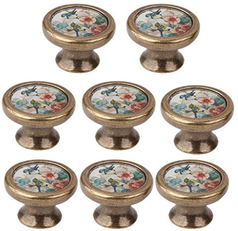 LOVIVER 8X Ceramic Cabinet Knobs,Closet Door Handles,Handmade Vintage Pull Handle Cupboard Door Knobs for Office Desks Drawer Kitchen (B)
