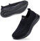 STQ Basket Femme Chaussures de Sport San Lacets Confort Chic Respirant Mode de Ville Marche Légères Slip on Running Fitness Tennis Travail Outdoor Gym Jogging Course Basquette Sneakers Tout Noir EU 35