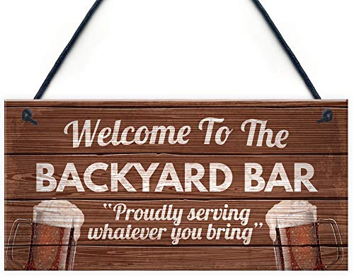 RED OCEAN Novelty Backyard Bar Hanging Plaque For The Garden/Man Cave/Kitchen Funny Alcohol Sign