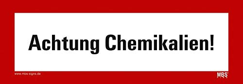Aufkleber Achtung Chemikalien! selbstklebend Hinweisschild Warnaufkleber Warnhinweis 21x7,4cm Made in Germany by MBS-SIGNS