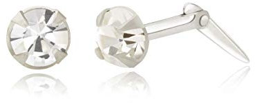 Sterling silver 3mm round white crystal Andralok stud earrings/Gift box