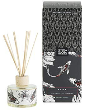 DECORAGLOBA - Duftdiffusor mit Rattanstäbchen für Räume 250ml - Rose, Jasmin und Kiefer Duft - Blumig-grüner Duft