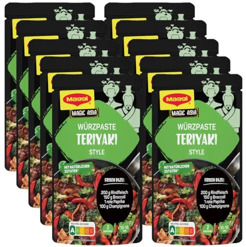 MAGGI Food Travel Würzpaste Teriyaki Style (Ohne Konservierungsstoffe, Vegetarisch), 10er Pack (10 x 65g)