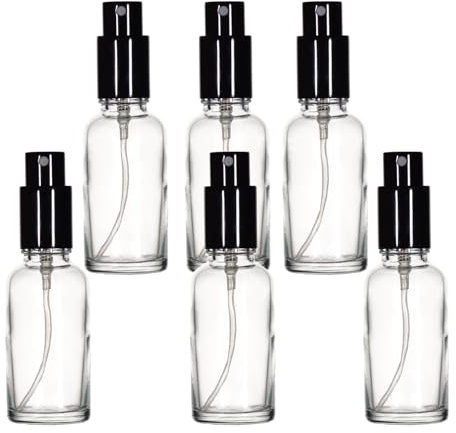 YIZHAO Transparente Bote Spray Pulverizador Cristal 30ml, Pulverizador Cristal Pequeño con Fina Niebla, para Aceite Esencial, Aromaterapia, Perfume,Limpieza, Viaje, Agua,Farmacia, Laboratorio – 6Pcs