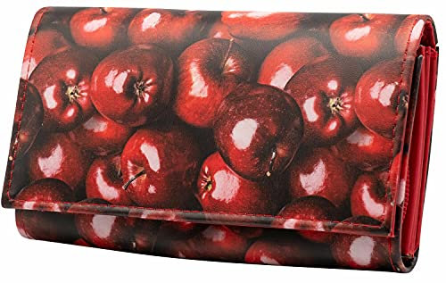 VEROMI Geldbörse Damen Früchte Design Apfel/Rot Geldbeutel Jennifer mit Reißverschluss