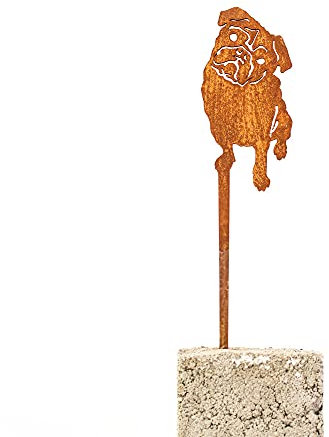 Galionsfigur Mops (Variante S) | Designer Gartenstecker Edelrost - Dekoration für Innen und Außen, Hunde, Geschenk, Made in Germany