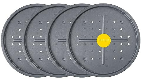 Kitcheneur Paquete de 4 bandejas grandes perforadas para horno de pizza de 33,5 cm, bandeja para hornear pizza con agujeros, bandeja antiadherente para pizza, bandejas de pizza fáciles de limpiar y