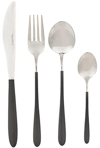Salter BW11071EU7 Ménagère 16 Pièces, Design Cosmos, Set de Couverts de Table en Acier Inoxydable, Pour 4 Personnes, Inclus Couteaux, Fourchettes et Cuillères, Noir/Argent