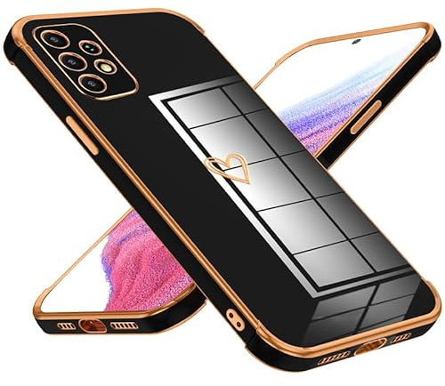 Keteen Handyhülle für Samsung Galaxy A52 4G / 5G / A52S 5G Hülle Cute Herz Muster Mädchen Galvanisierte Kameraschutz Weich TPU Silikon Schutzhülle Ultra Dünn Hülle für Samsung A52S 5G, Schwarz